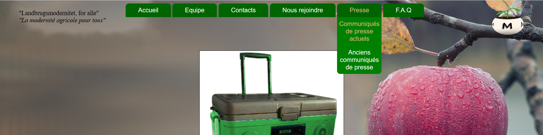 un screenshot de notre site internet